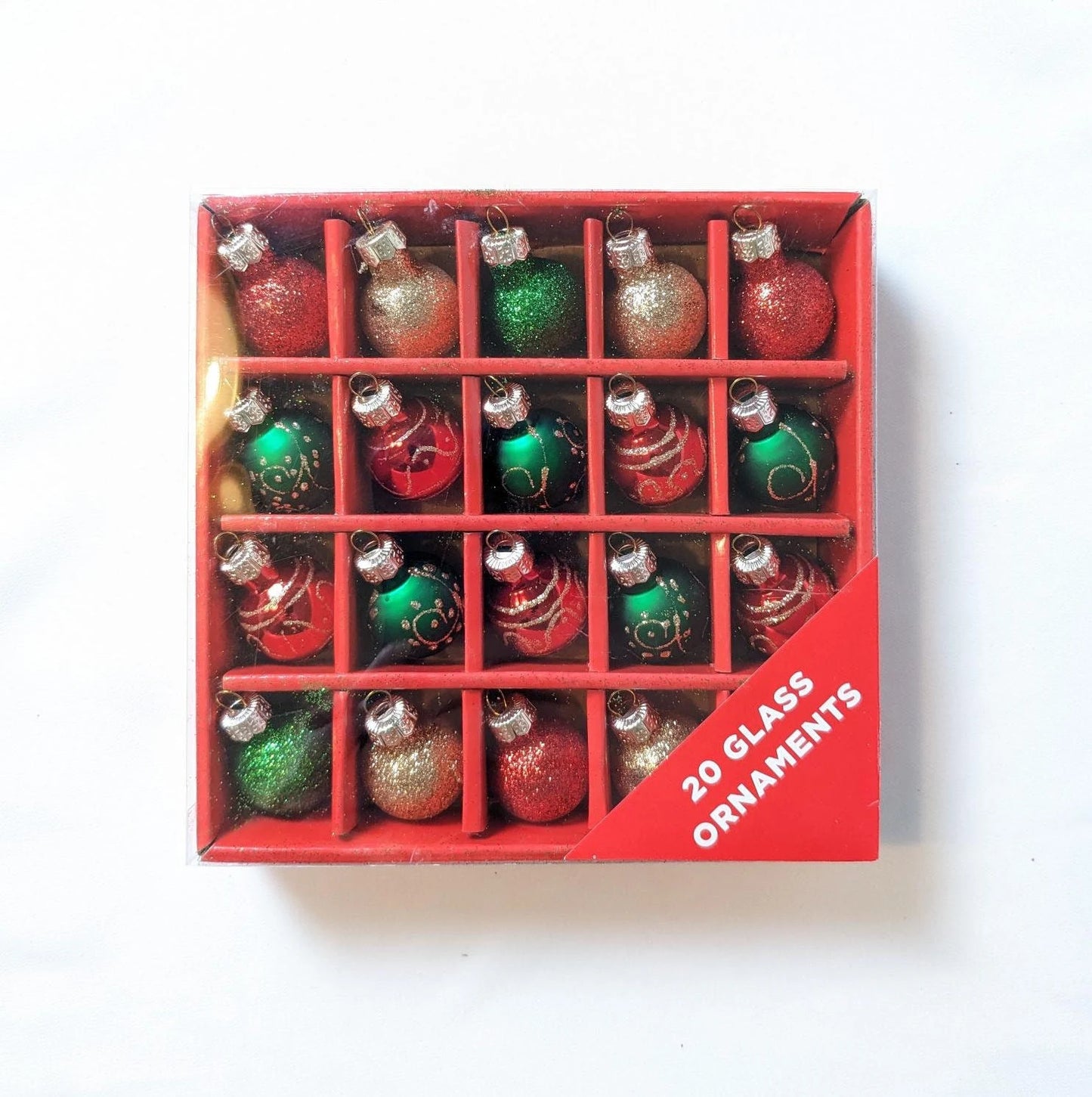 New Mini Glass Christmas Ornament Set of 20