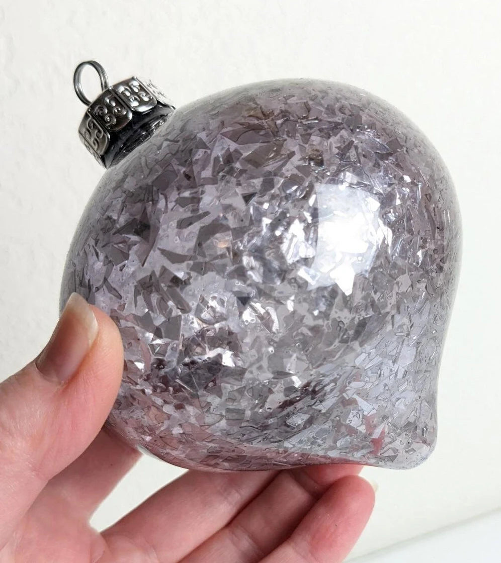 Large Silver Glass Teardrop Christmas Ornaments