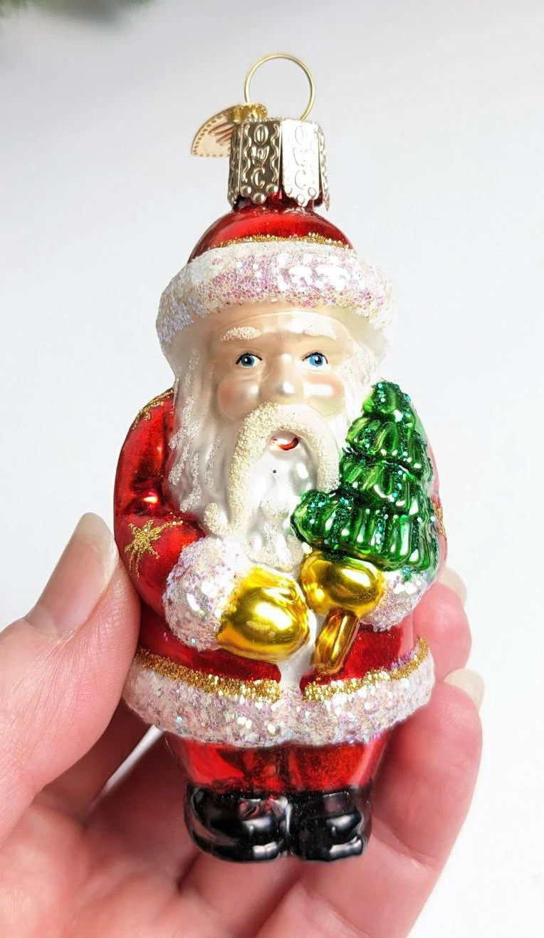 Santa Claus with Tree Old World Christmas Ornament