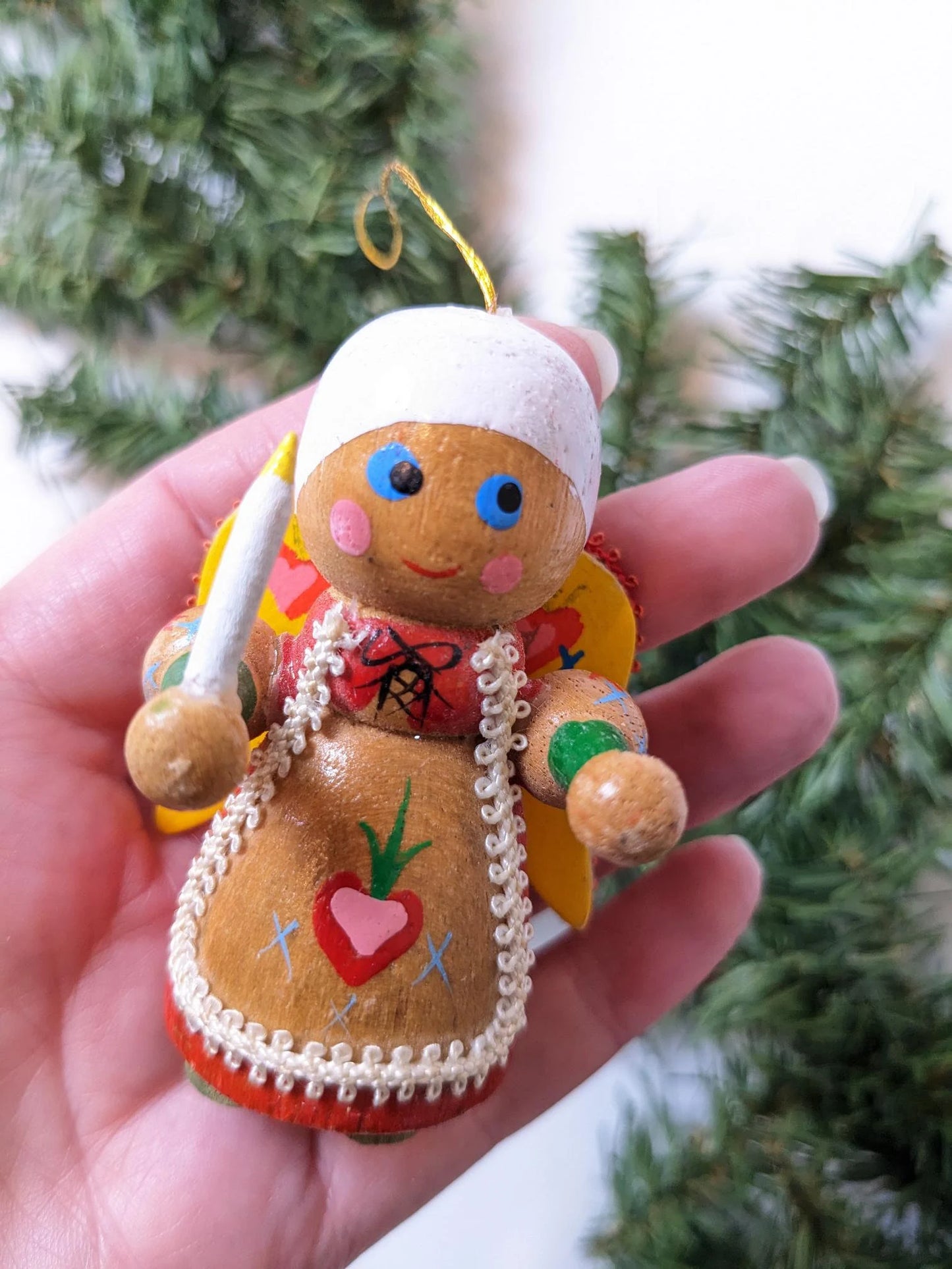 Vintage Kurt Adler Wooden Angel Christmas Ornaments
