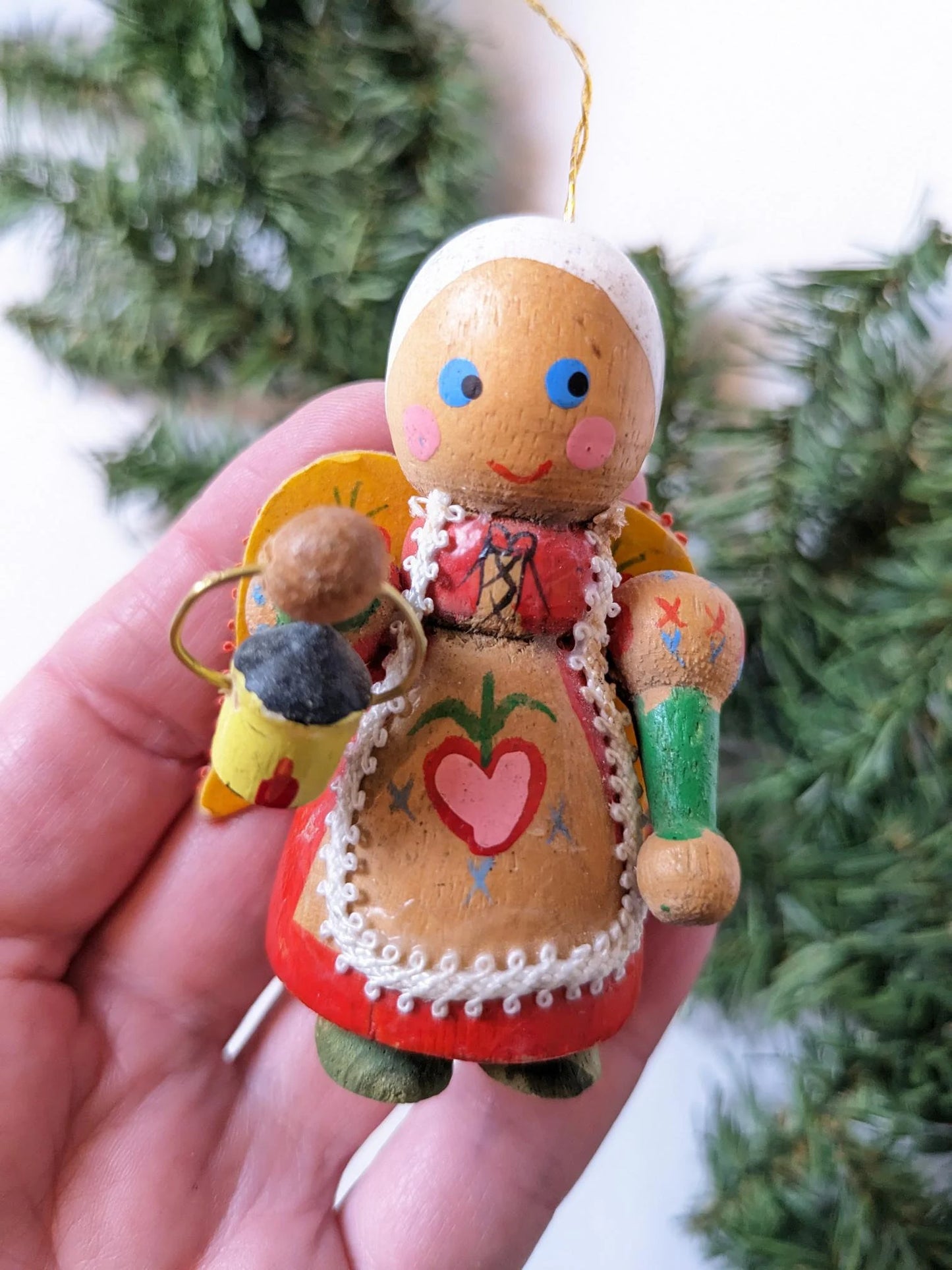 Vintage Kurt Adler Wooden Angel Christmas Ornaments