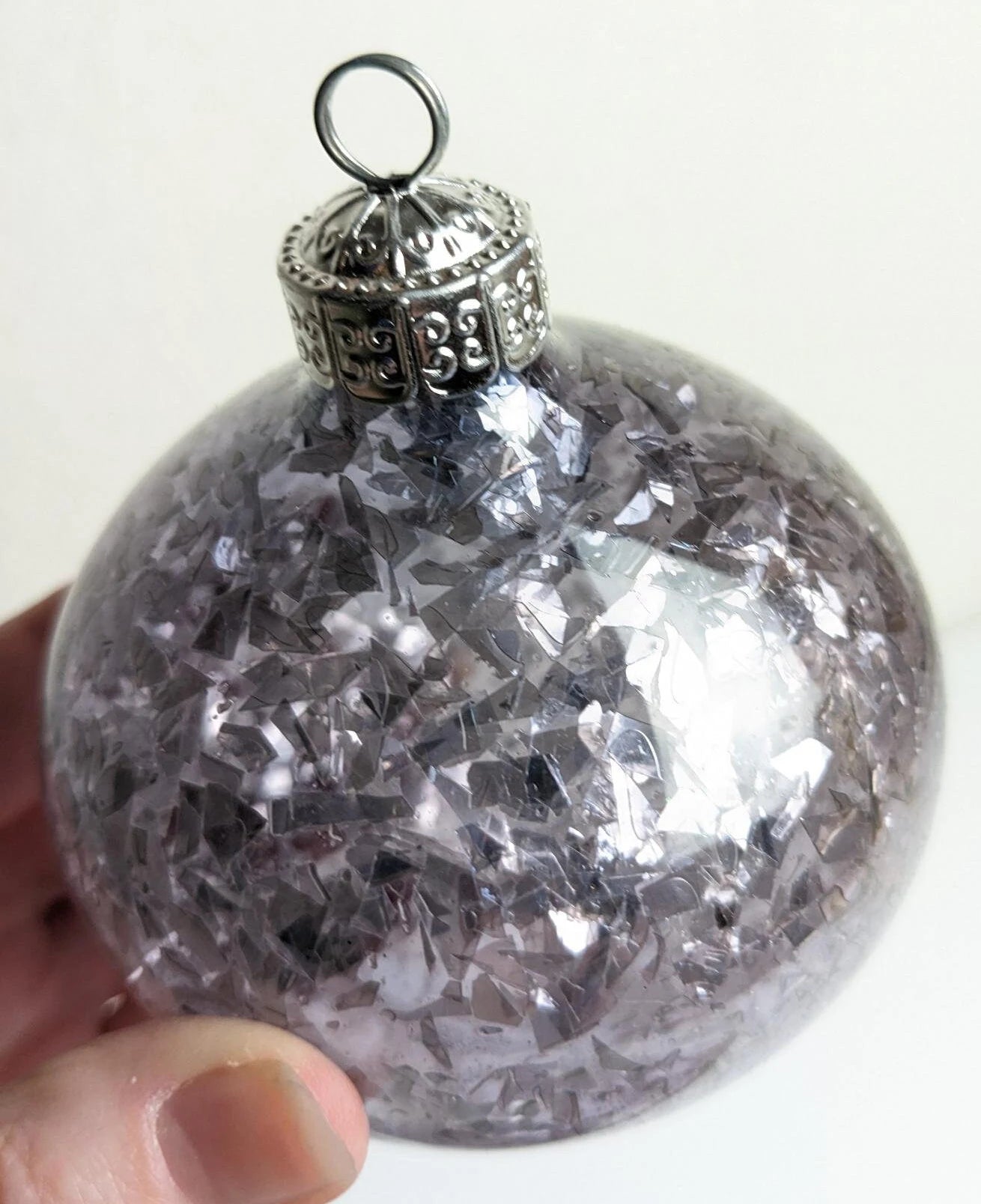 Large Silver Glass Teardrop Christmas Ornaments