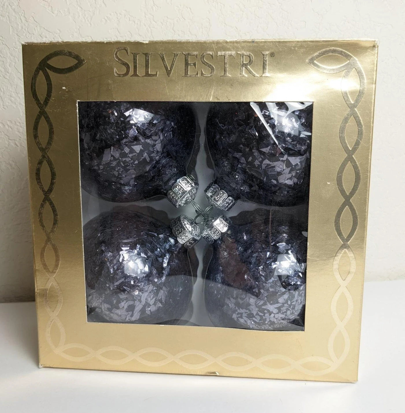 Large Silver Glass Teardrop Christmas Ornaments