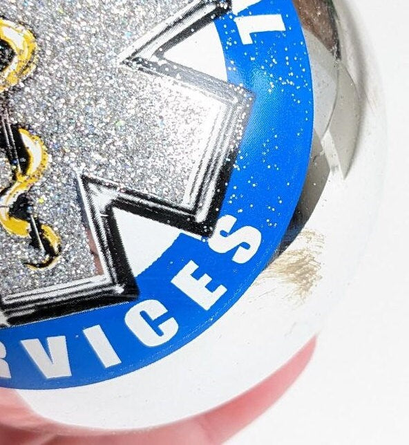 Emergency Medical Silver Glass Christmas Ornament