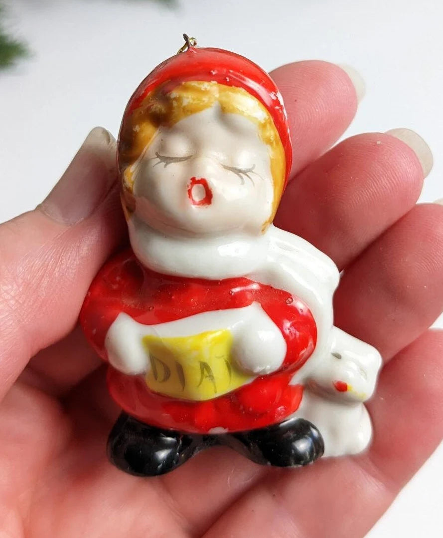 Singing Caroler with Cat Christmas Ornament
