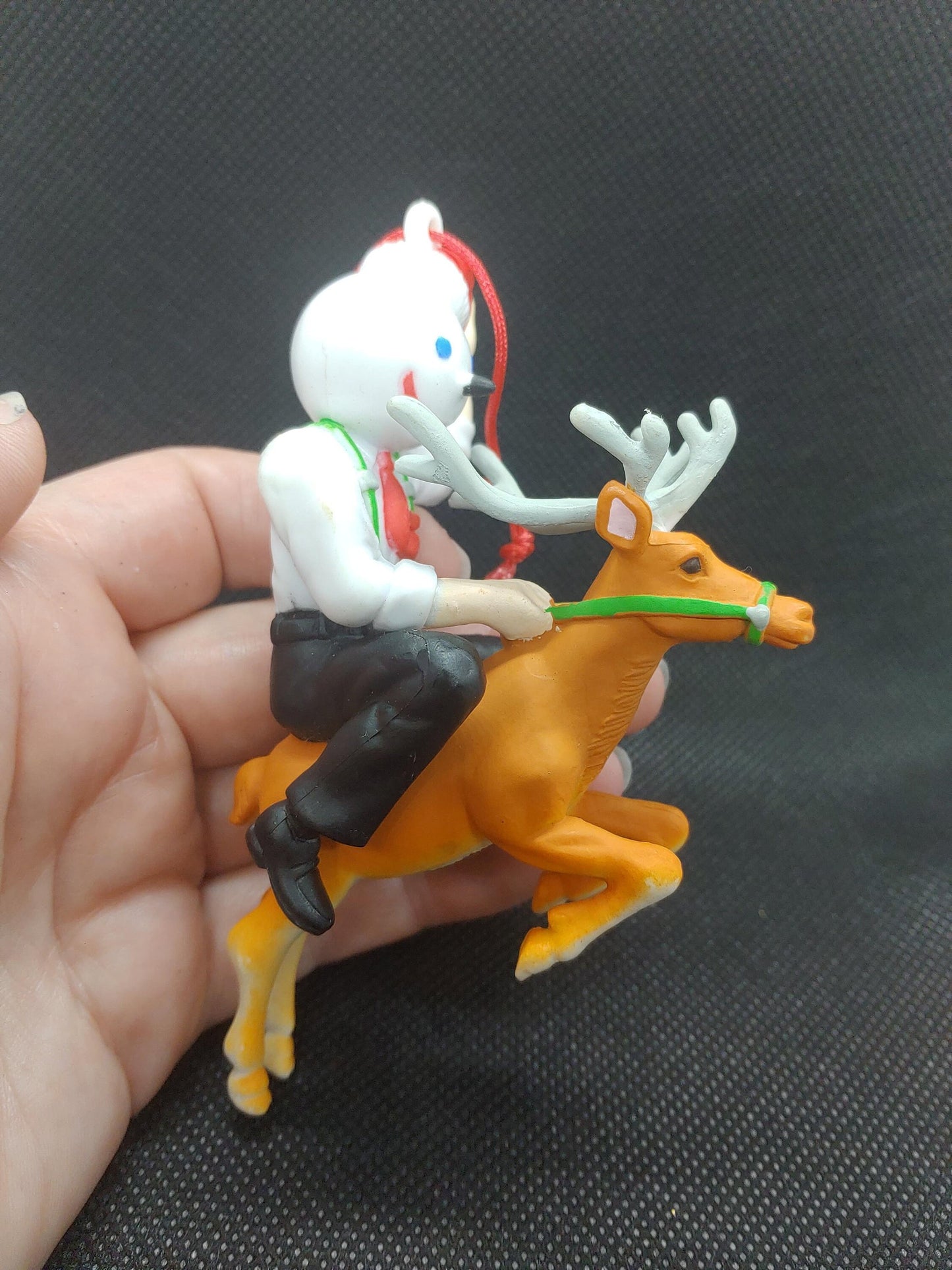 Vintage Jack in the Box Riding Reindeer Christmas Ornament