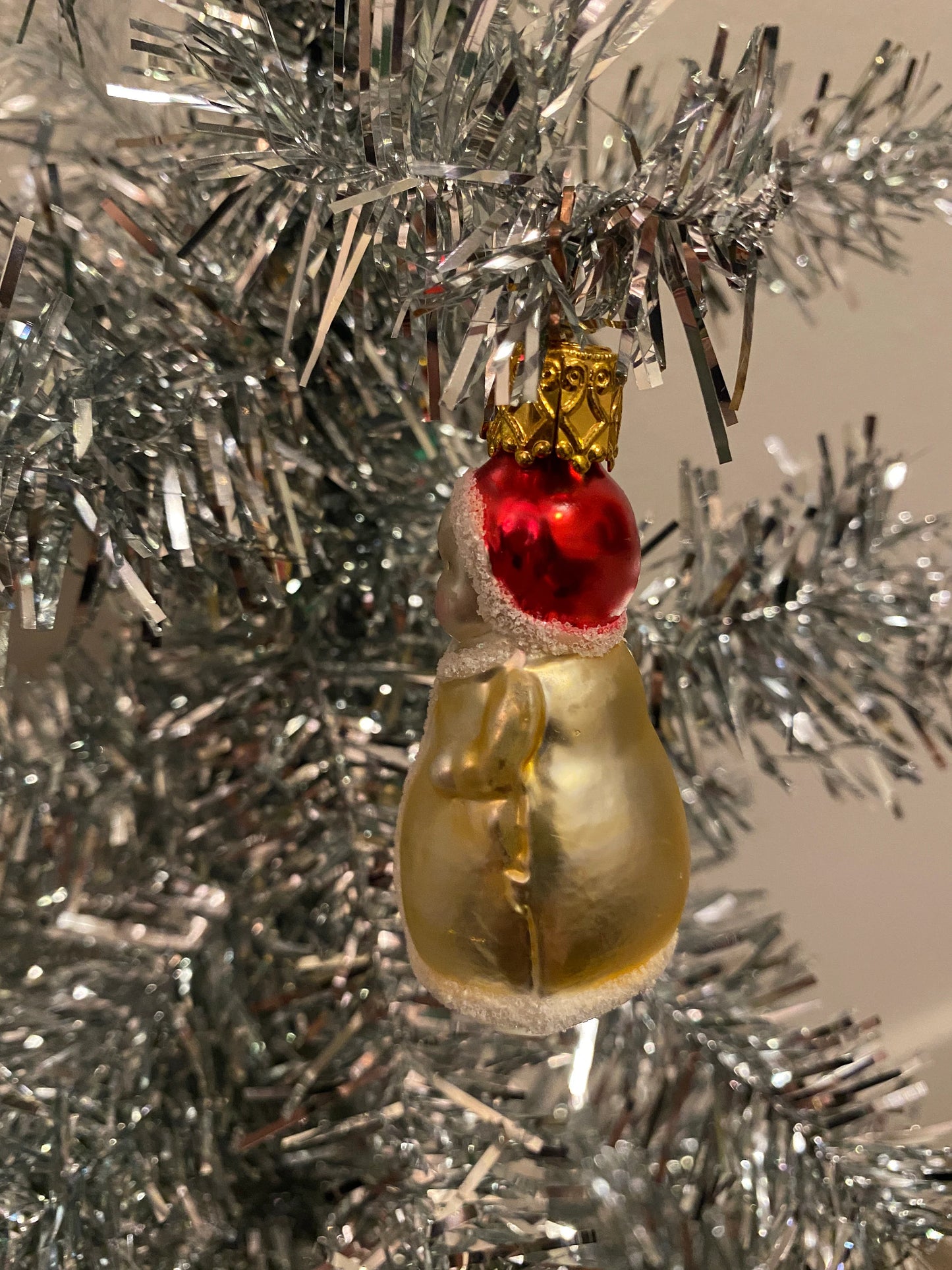 Vintage Inge Glas Girl Holding Tree Glass Christmas Ornament