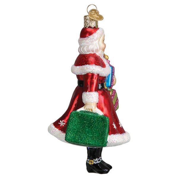 Mrs. Santa Claus Goes Shopping Blown Glass Tree Ornament by Old World Christmas
