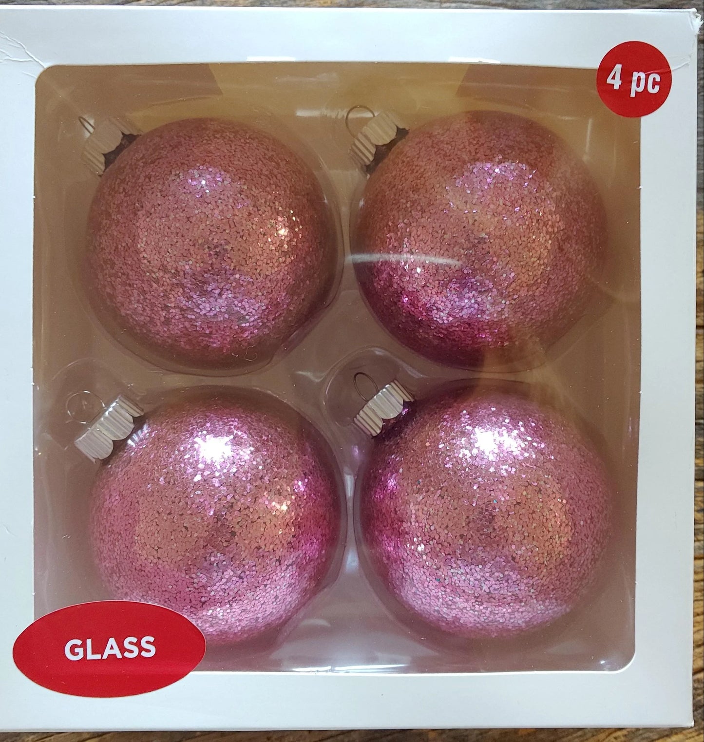 Hot Pink Glitter Glass Ball Christmas Ornaments