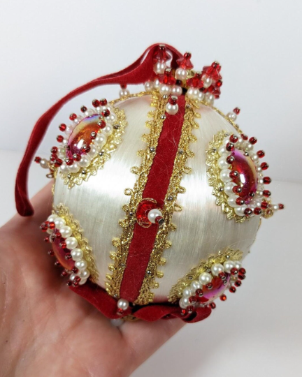 Vintage Beaded Pushpin Christmas Ornament
