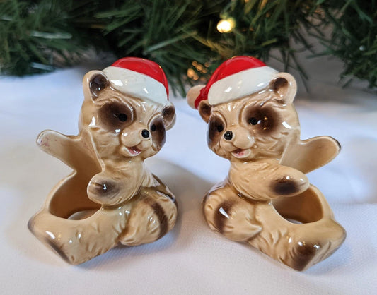 Woodland Creature Raccoon Christmas Candle Huggers