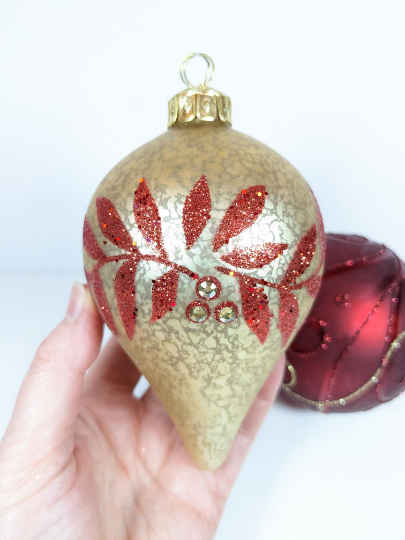 Vintage Kurt Adler Large Red and Gold Ornaments