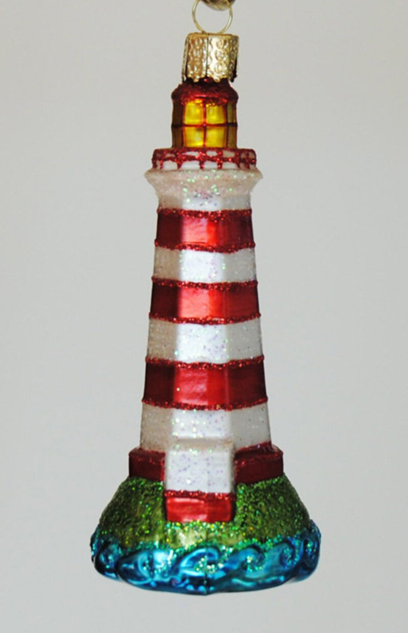 Sambro Lighthouse in Nova Scotia Blown Glass Hanging Tree Ornament by Old World Christmas