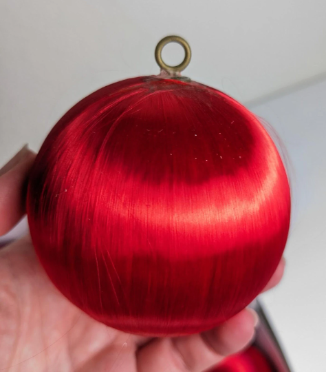 Vintage Red Satin Christmas Ornaments