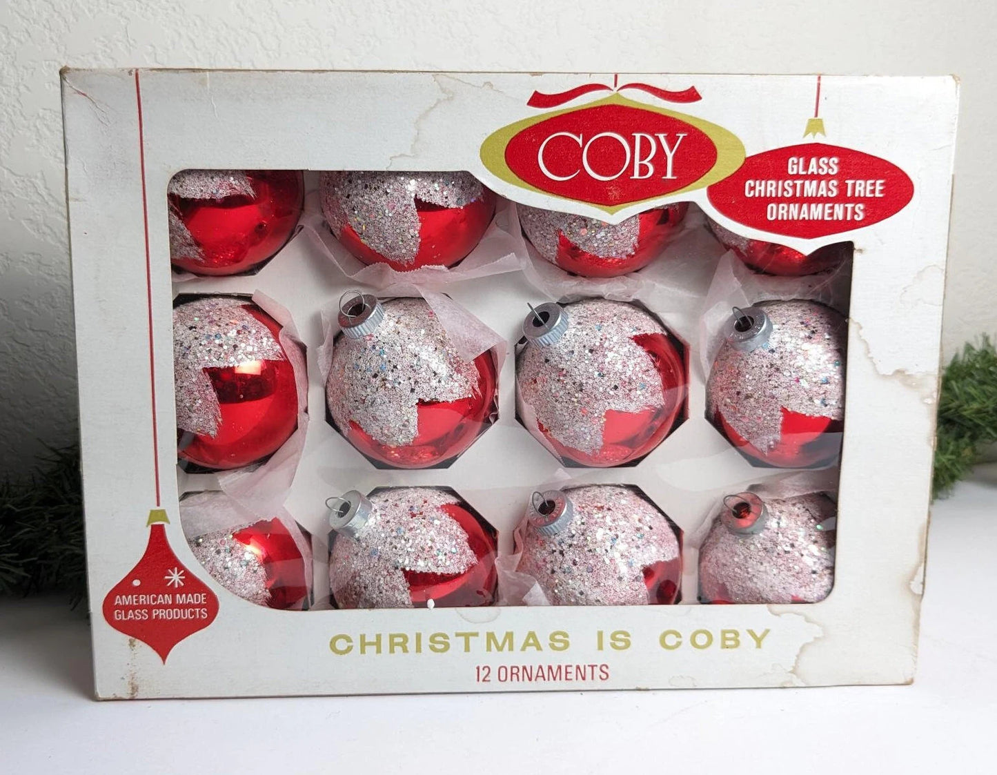 Red Snowcapped Shiny Brite Christmas Ornaments