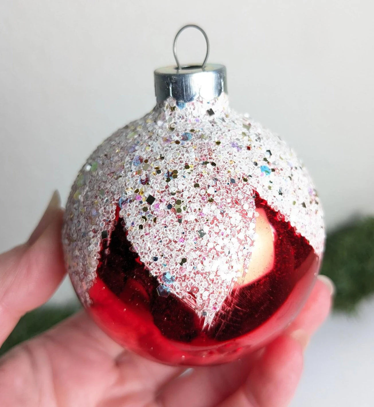 Red Snowcapped Shiny Brite Christmas Ornaments