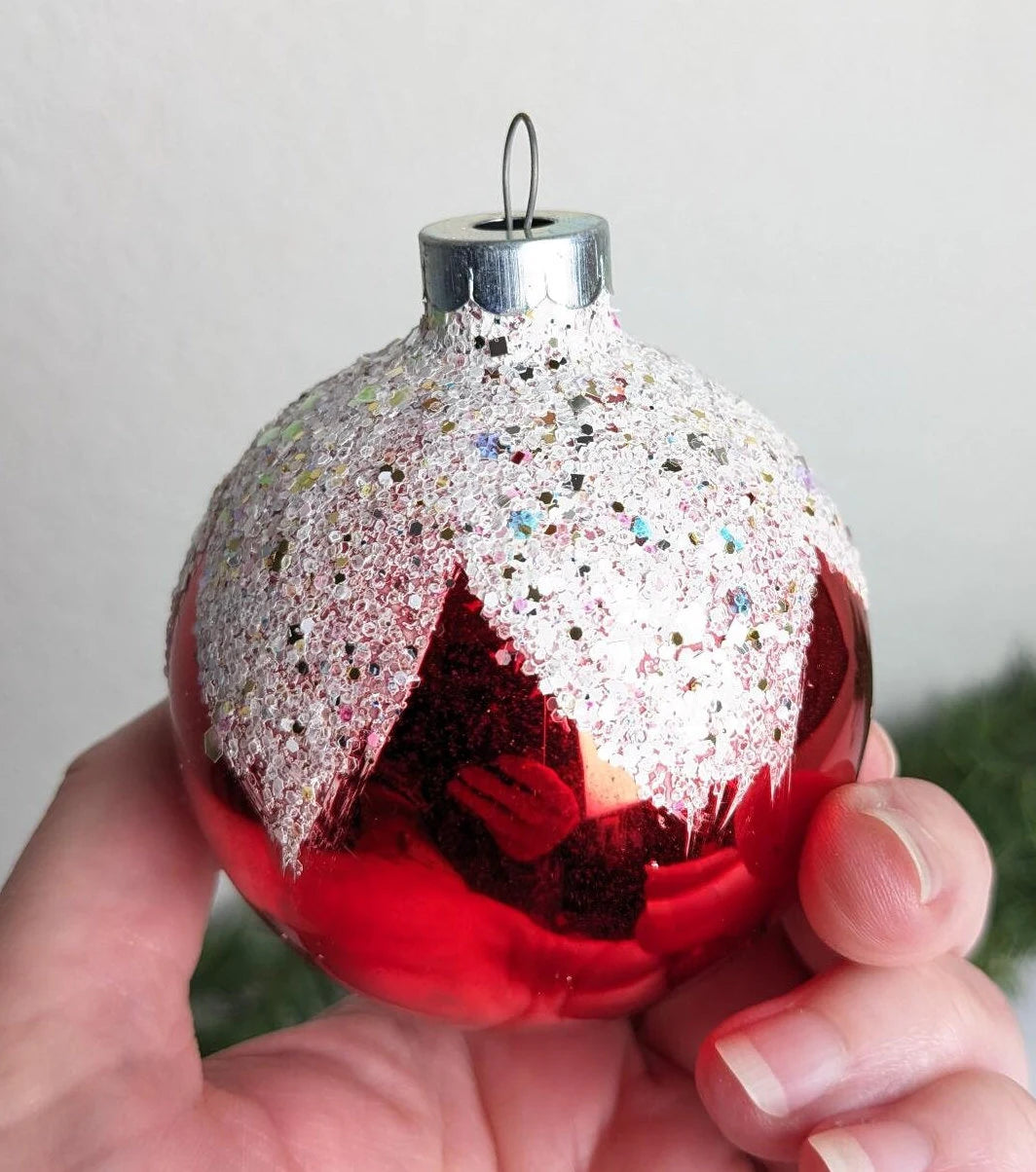 Red Snowcapped Shiny Brite Christmas Ornaments