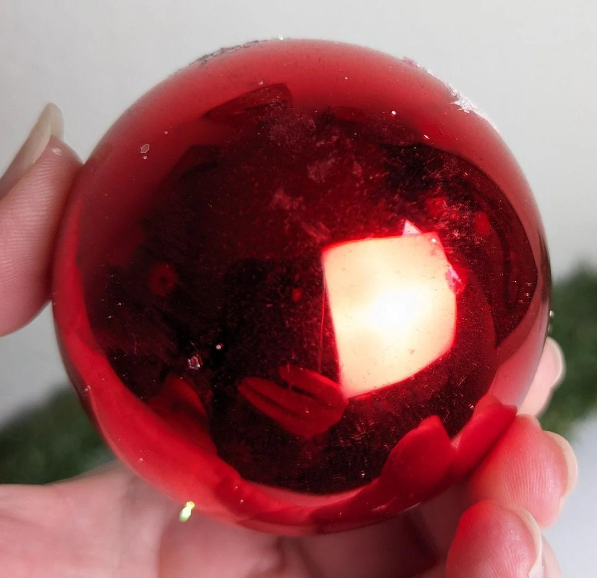 Red Snowcapped Shiny Brite Christmas Ornaments
