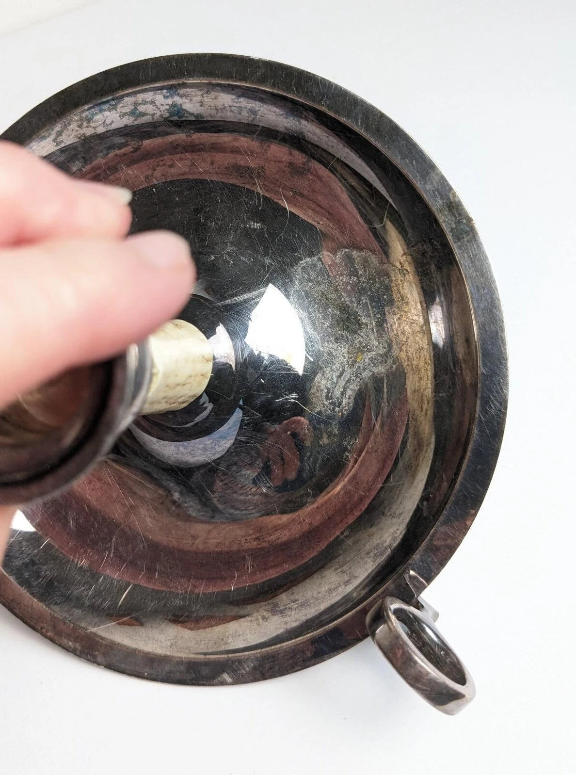 Vintage Silver Toned and Antler Candlestick Taper Holder