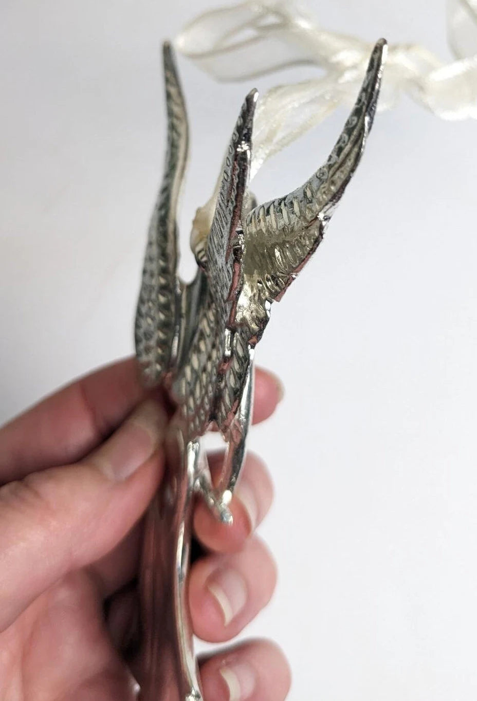 Silver Angel Heart Christmas Ornament