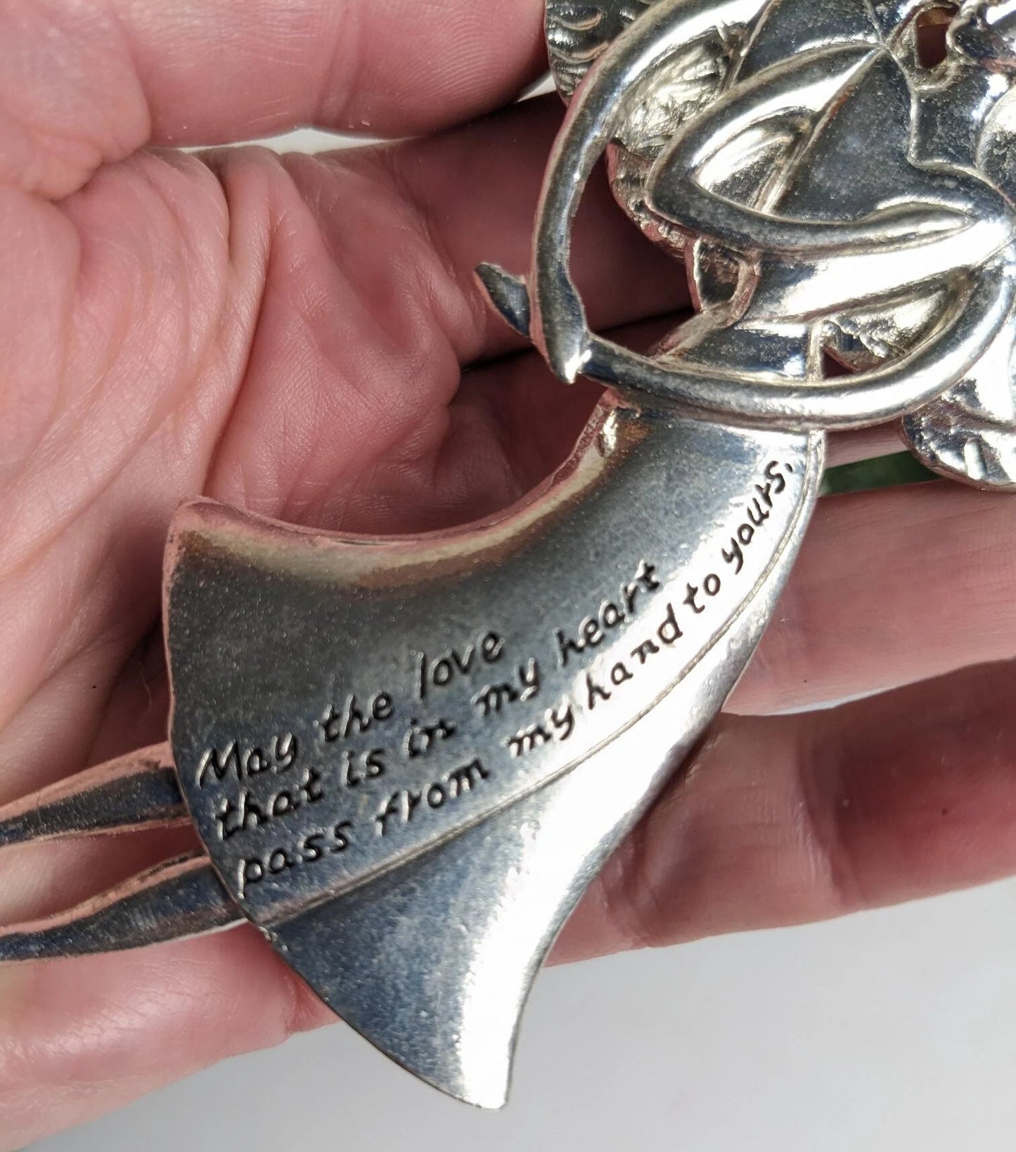 Silver Angel Heart Christmas Ornament