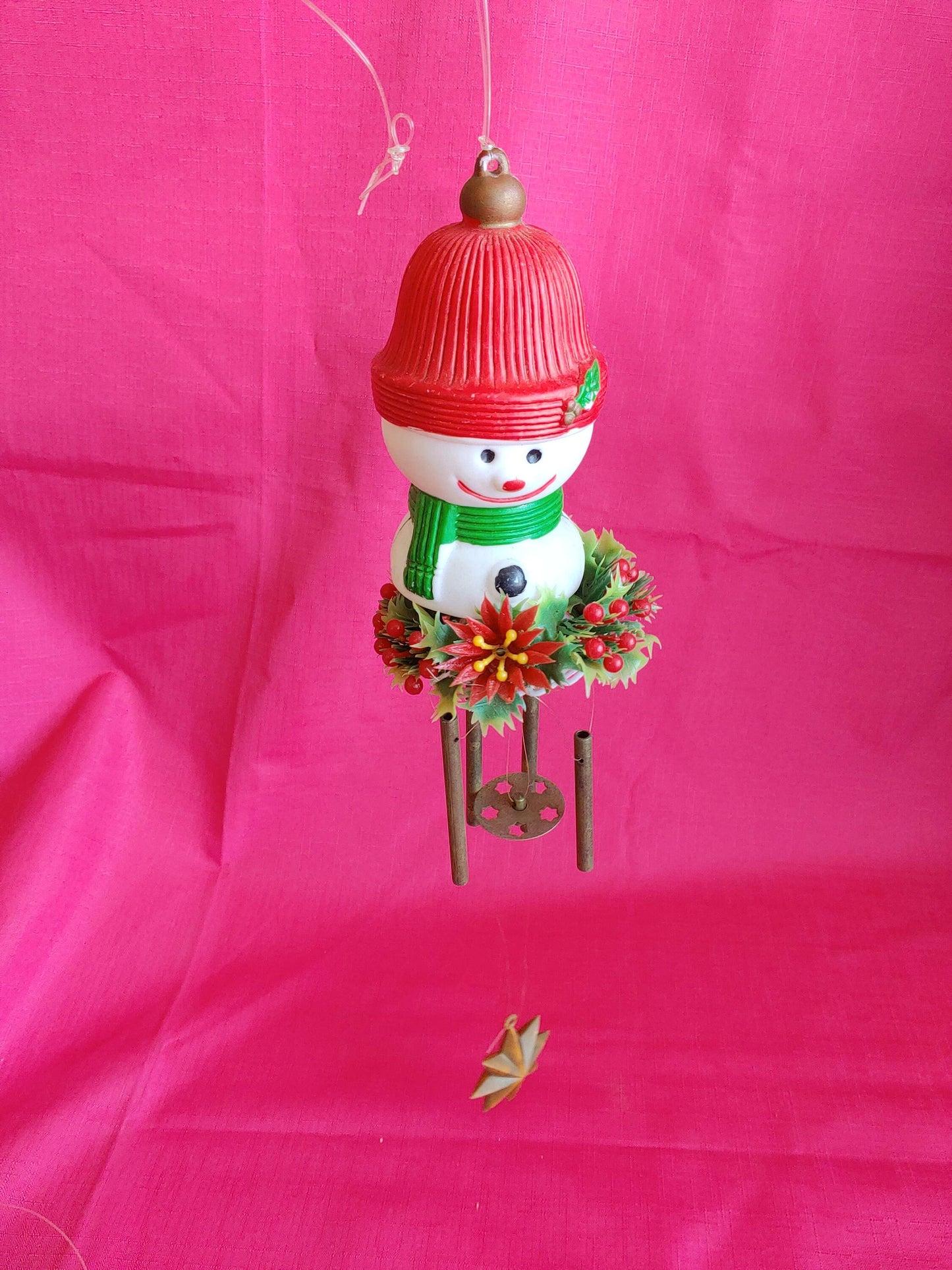 Vintage Plastic Snowman Christmas Wind Chime
