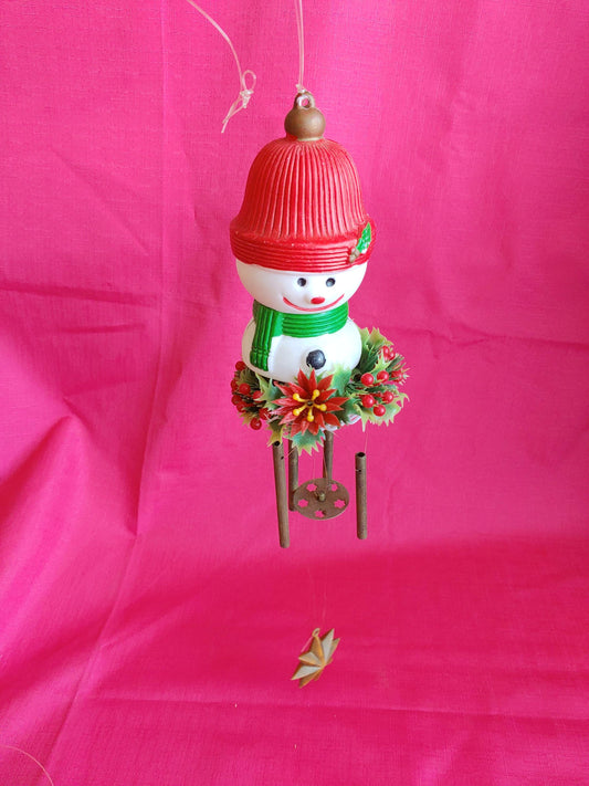 Vintage Plastic Snowman Christmas Wind Chime