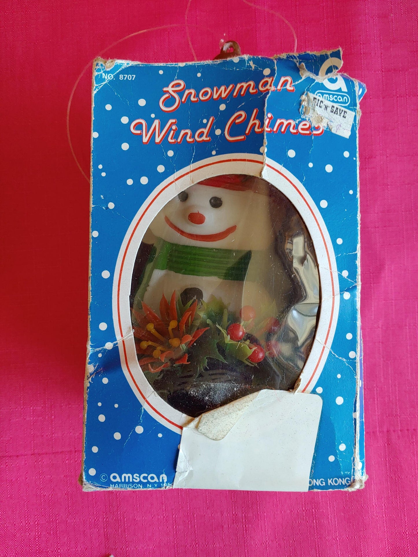 Vintage Plastic Snowman Christmas Wind Chime