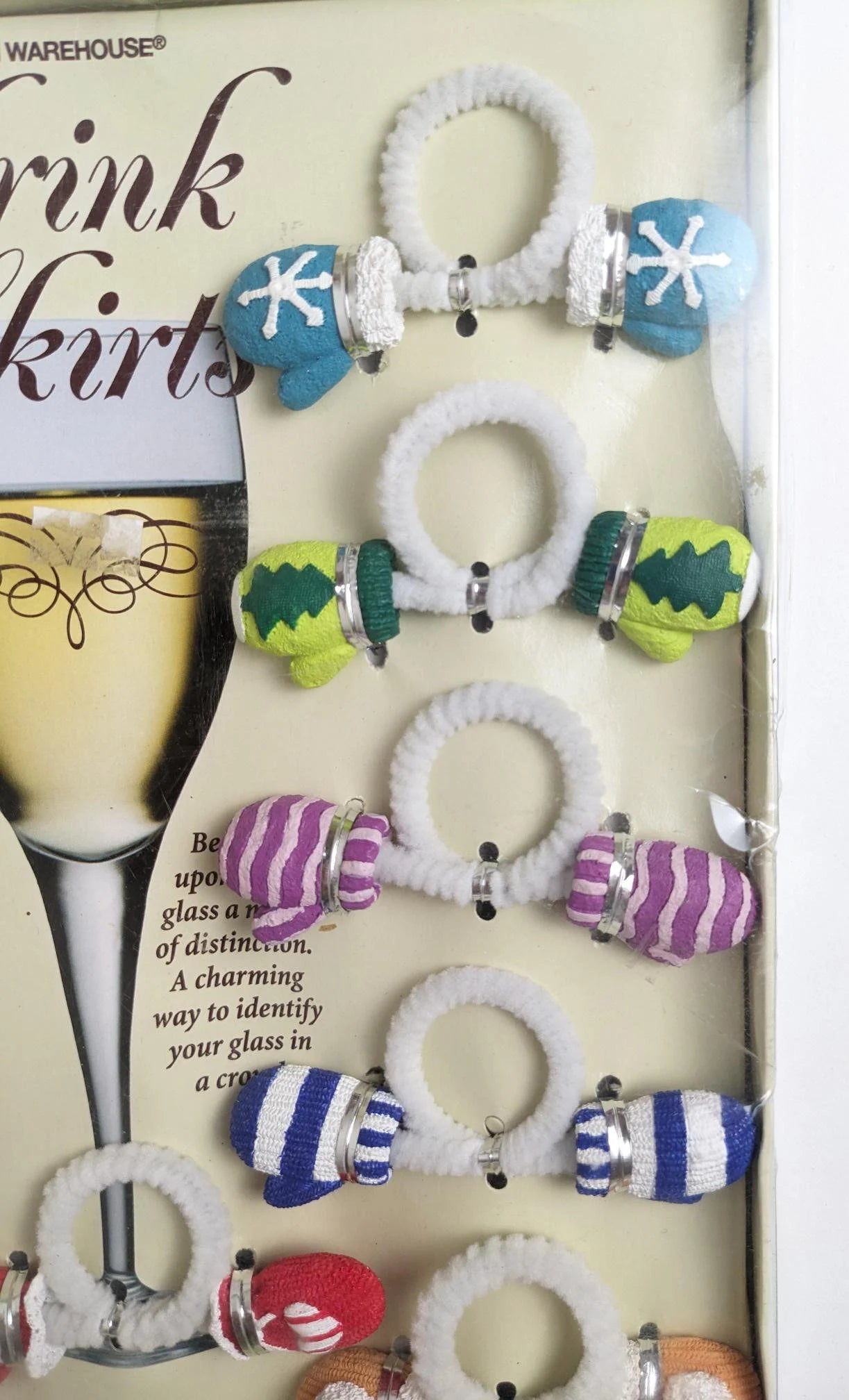 Christmas Mitten Wine Glass Drink Skirts