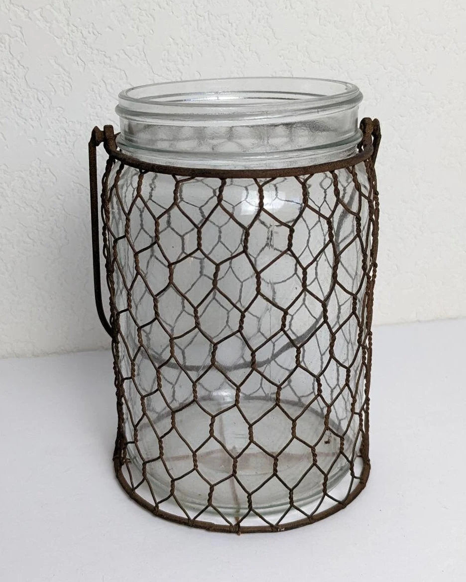 Vintage Chicken Wire Mason Jar