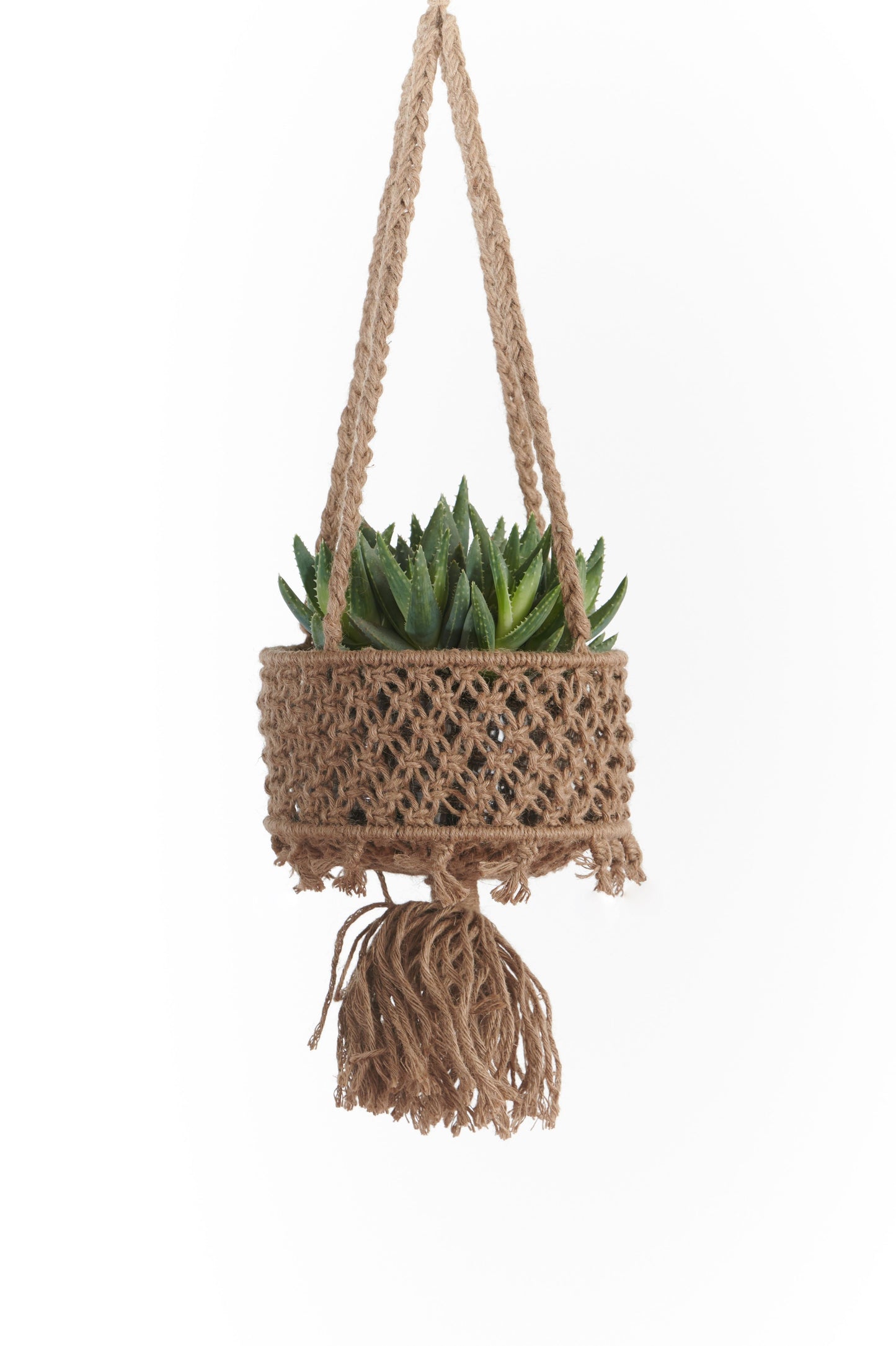 New Macrame Hanging Plant Utility Basket - Jute