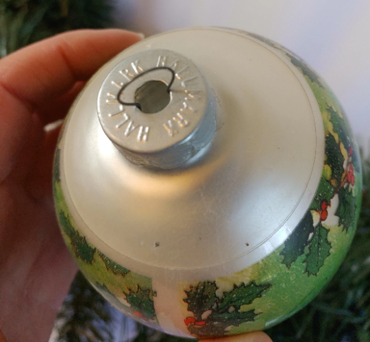 Vintage Hallmark 1980 Mother and Dad Glass Ball Christmas Ornament