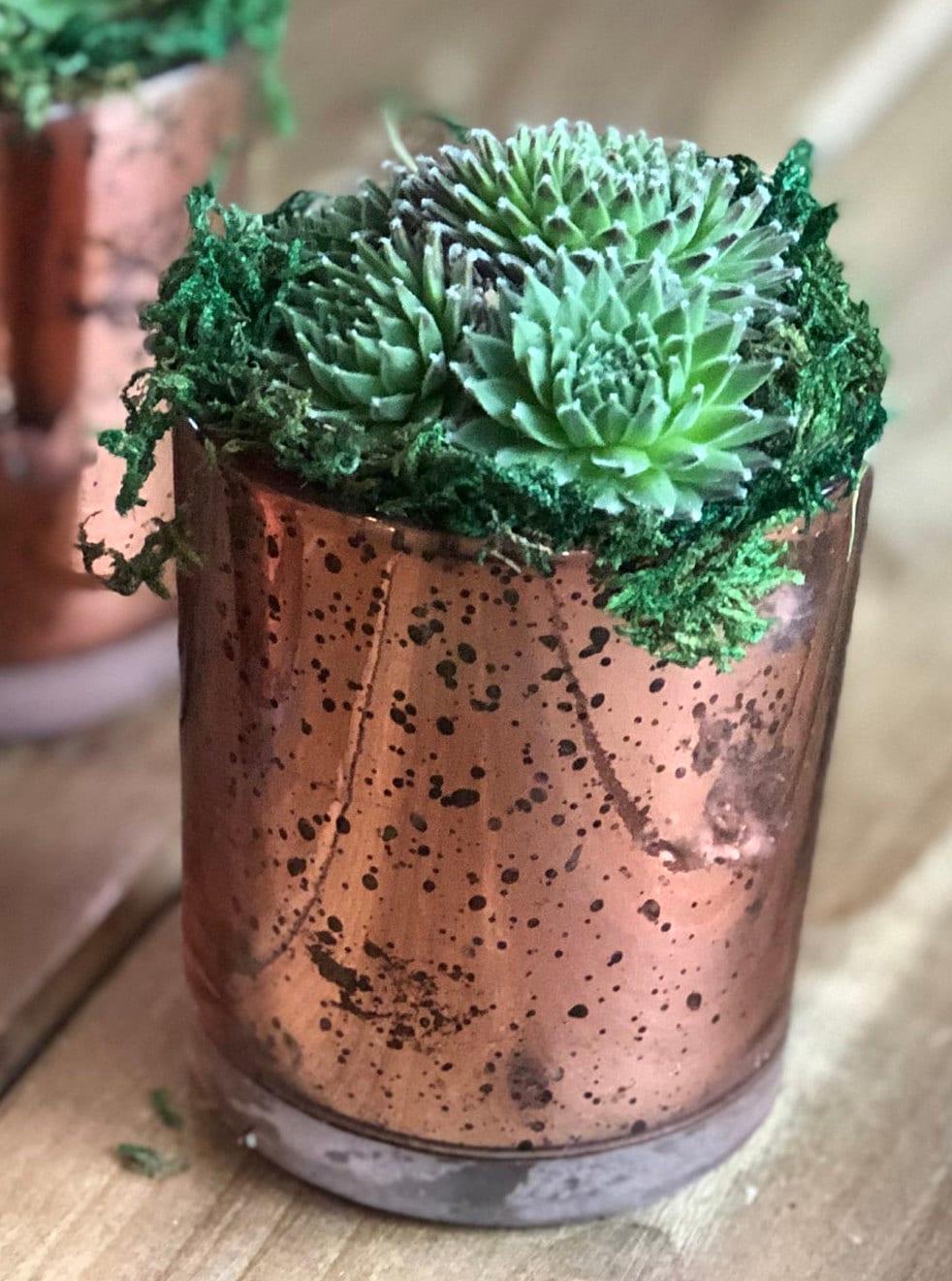 Rose Gold Mercury Glass Succulent Planter Arrangement Wedding Shower Favor Table Scape Decor Birthday Party Teacher Gift Gift for Her