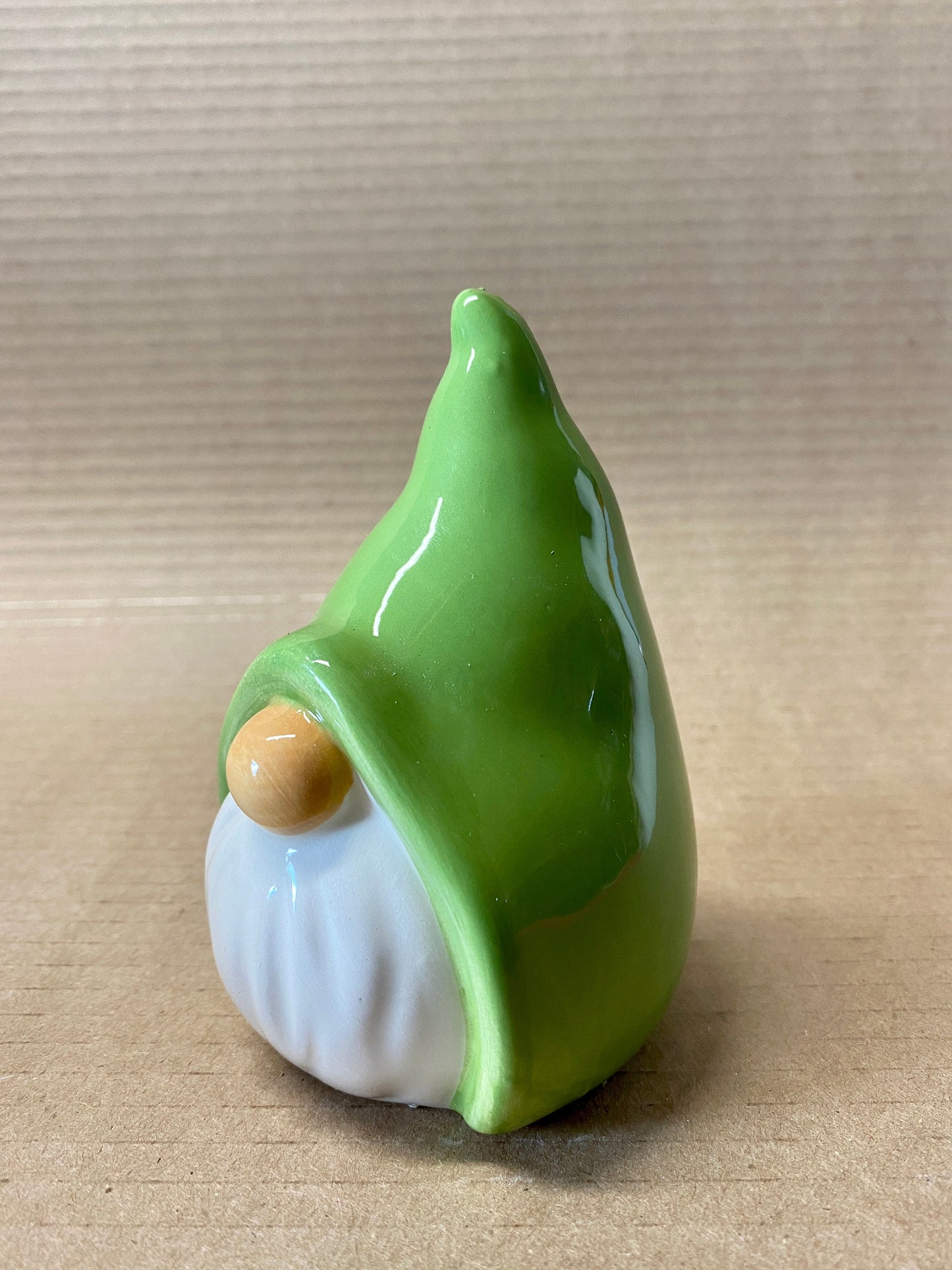Hand Painted Gnome in Green Hat Ceramic 4.5" tall