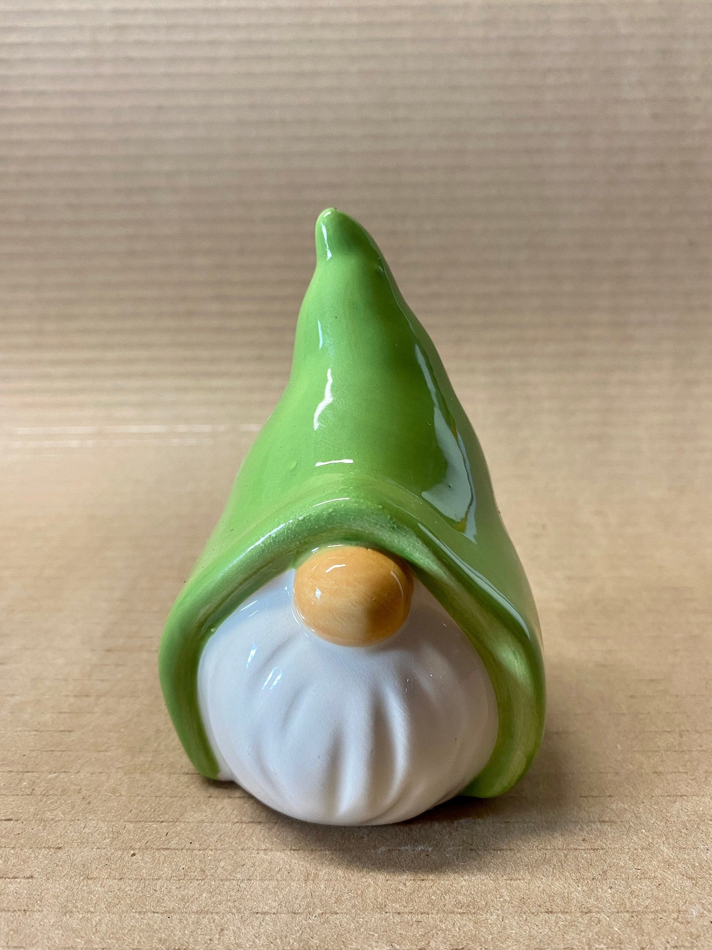 Hand Painted Gnome in Green Hat Ceramic 4.5" tall