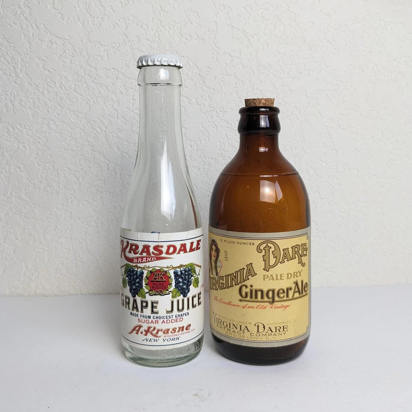 Vintage Antique Ginger Ale and Cupid Grape Juice Bottles