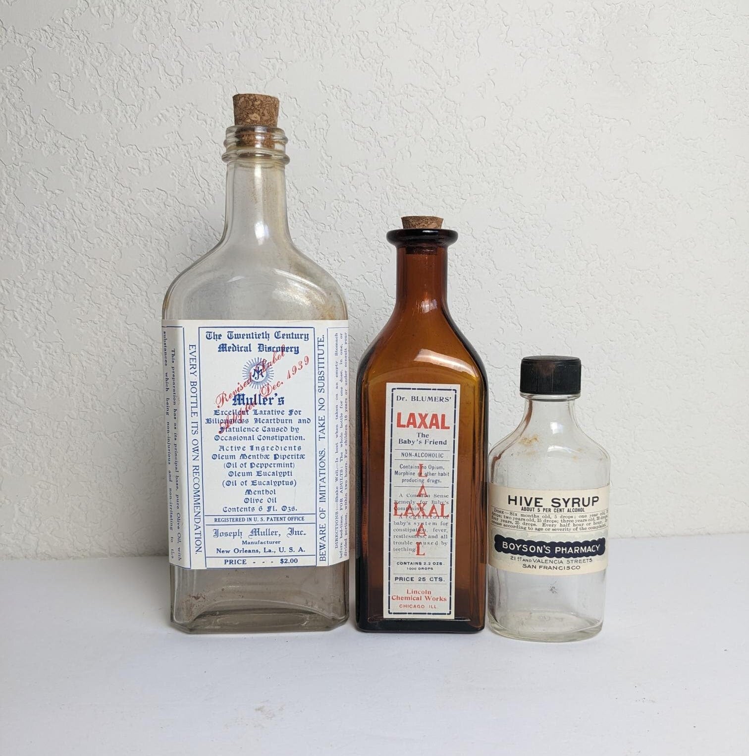 Vintage Antique Style Medicine Drug Store Bottles