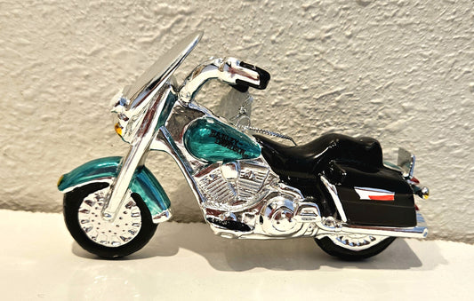Harley-Davidson Motorcycle Glass Christmas Tree Hanging Ornament