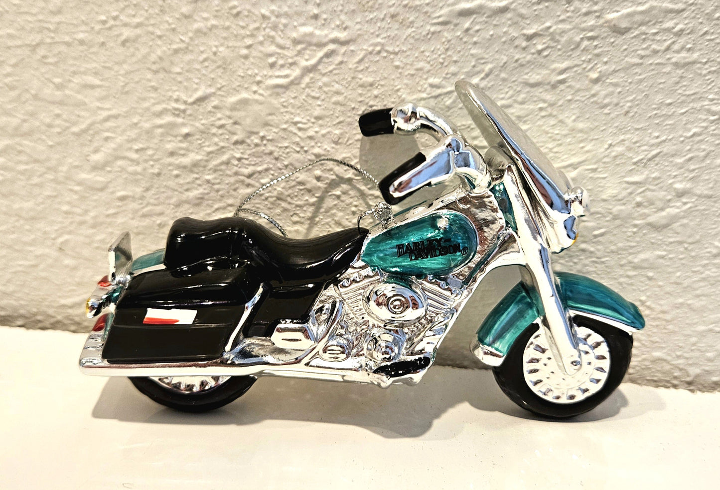 Harley-Davidson Motorcycle Glass Christmas Tree Hanging Ornament
