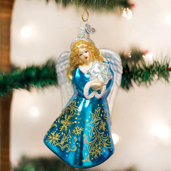 Old World Christmas Snowflake Angel Blown Glass Tree Ornament
