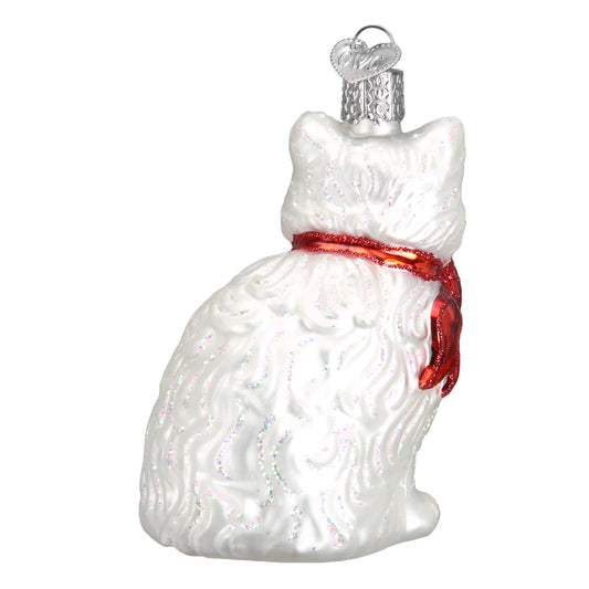 Princess Kitty with Red Holiday Bow - Blown Glass Tree Ornament by Old World Christmas