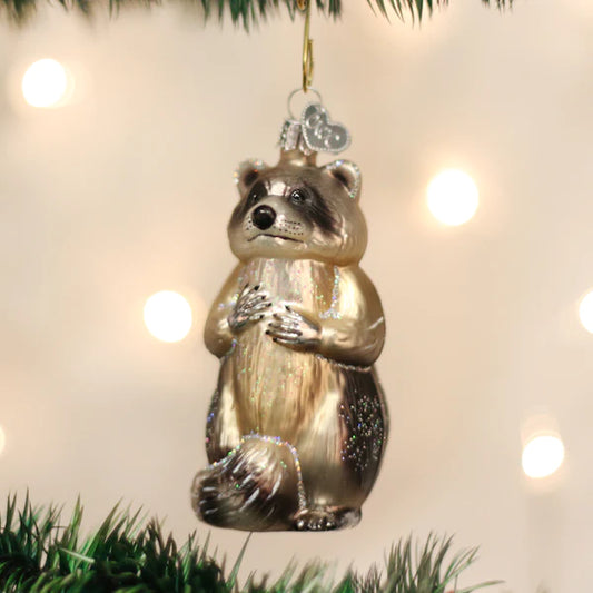 Raccoon Old World Christmas Glass Ornament