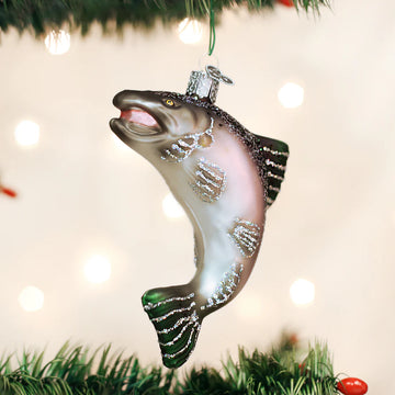 King Salmon Fish Blown Glass Tree Ornament for Fishing Enthusiasts by Old World Christmas