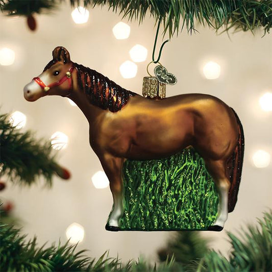 Quarter Horse Old World Christmas Glass Ornament