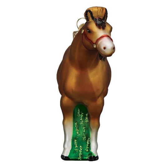 Quarter Horse Old World Christmas Glass Ornament