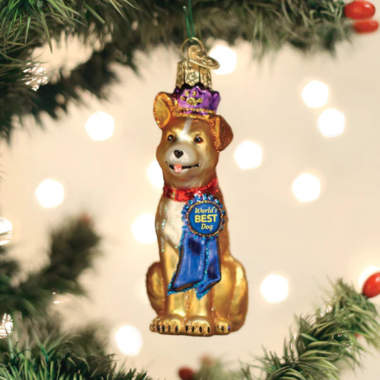 Worlds Best Dog Old World Christmas Glass Ornament