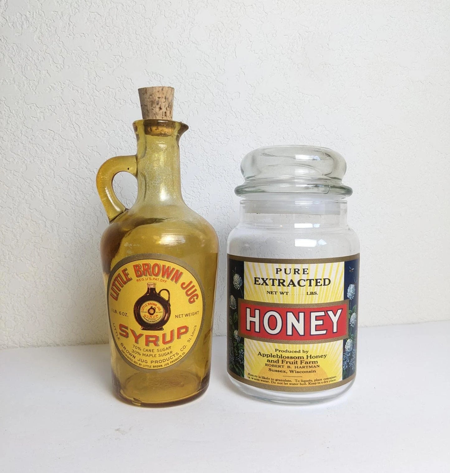 Vintage Antique Style Kitchen Bottles - Syrup and Honey Labels