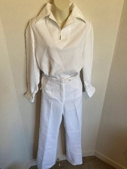 Vintage Women's Clothing 2 Piece Set Silk Blouse & Pant