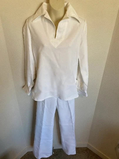 Vintage Women's Clothing 2 Piece Set Silk Blouse & Pant