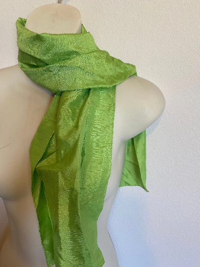 Green Scarf 100% Pure Silk Hand Woven Womenswear